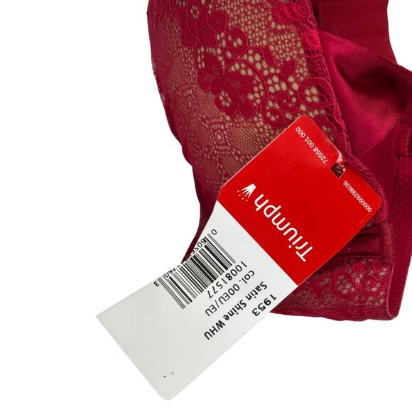 NWT Triumph “Satin Shine WHU” Lace Push-Up Bra – 34D (Crimson Red) - Picture 4 of 7